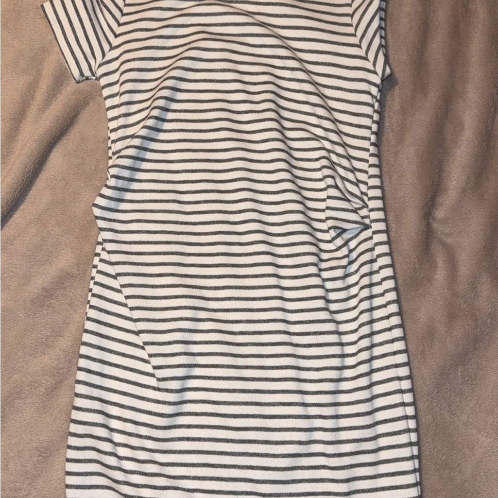 Pinkblush Gray And White Striped Top